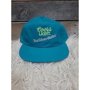 Vintage 80s 90s Coors Light "The Silver Bullet" Teal Blue Green Snapback Hat